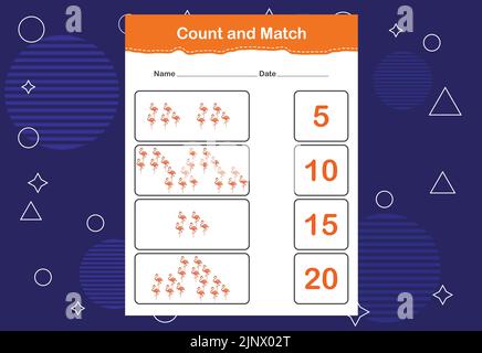 Compter et faire correspondre avec le nombre correct. Comptez le nombre d'oiseaux et choisissez le bon nombre Illustration de Vecteur