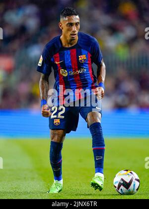 Raphaël Dias Belloli Raphina du FC Barcelone pendant le match de la Liga entre le FC Barcelone et Rayo Vallecano a joué au stade Spotify Camp Nou sur 13 août 2022 à Barcelone, Espagne. (Photo de Sergio Ruiz / PRESSINPHOTO) Banque D'Images