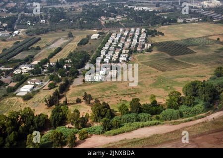 Vue aérienne des terres agricoles dans la région de Shfela en Israël. Banque D'Images
