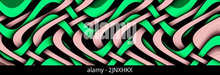 Arrière-plan de lignes courbes multicolores. Motif ondulé brillant. Illustration psychédélique abstraite. Image large. 3d rendu Banque D'Images