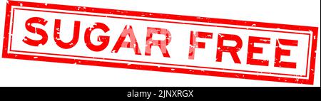 Grage rouge sans sucre mot sqaure caoutchouc joint tampon sur fond blanc Illustration de Vecteur