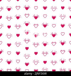 Motif coeur sans coutures. Motif mignon avec coeurs roses. Mode pour bébés. Illustration horizontale vectorielle. Icône coeur Illustration de Vecteur