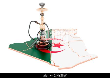 Hookan sur la carte algérienne, 3D rendu isolé sur fond blanc Banque D'Images