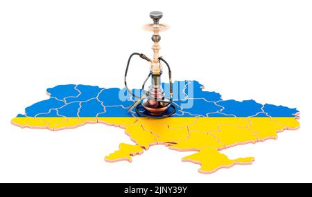 Hookan sur la carte ukrainienne, 3D rendu isolé sur fond blanc Banque D'Images