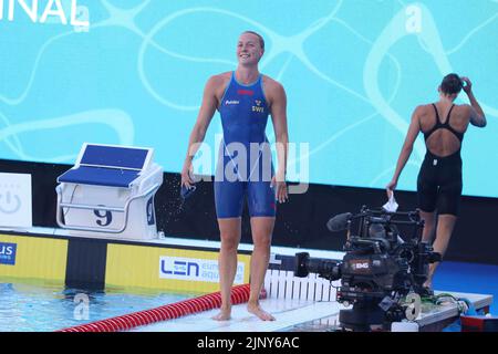 Rome, Latium, Italie. 13th août 2022. Au Foro Italico de Rome, troisième jour du Championnat aquatique européen. Sur cette photo: Sarah Sjoestroem.at Foro Italico de Rome, troisième jour du Championnat aquatique européen (Credit image: © Paolo Pizzi/Pacific Press via ZUMA Press Wire) Banque D'Images