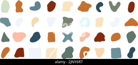 Abstrait formes organiques contemporaines éléments isolés. Formes de blobs liquides, blotch simple et différentes silhouettes de galets ou de pierre. Vector tendance Illustration de Vecteur