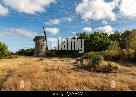 Bidston, Wirral, Royaume-Uni: Bidston Windmill pendant une belle journée d'été, une oasis de tranquillité près de la ville de Birkenhead sur la péninsule de Wirral Banque D'Images