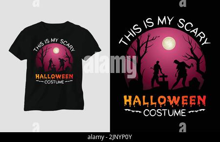 Halloween Day Special T-shirt graphique avec “Halloween” Design Vector T-shirt, mag, sticker, tapis mural, etc. Modèle vectoriel de conception Illustration de Vecteur