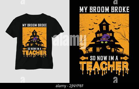 Halloween Day Special T-shirt graphique avec “Halloween” Design Vector T-shirt, mag, sticker, tapis mural, etc. Modèle vectoriel de conception Illustration de Vecteur