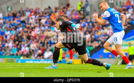 Jethren Barr en action - Linfield vs Portatown, Windsor Park Belfast, dimanche 14th août 2022 Banque D'Images