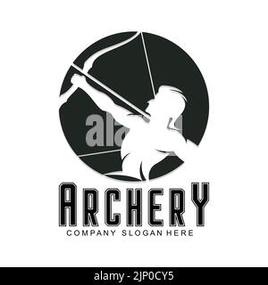 Athena Minerva Silhouette avec , Royal archer logo Design Illustration de Vecteur