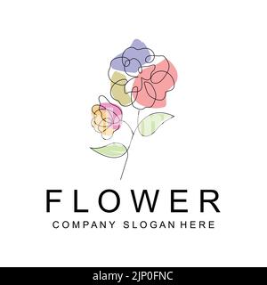 Logo floral, illustration vectorielle style ligne icône abstrait Illustration de Vecteur