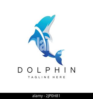 Logo dauphin vecteur icône design, animaux marins types de poissons mammifères, l'amour de voler et de sauter Illustration de Vecteur