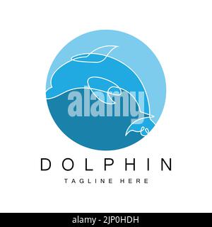 Logo dauphin vecteur icône design, animaux marins types de poissons mammifères, l'amour de voler et de sauter Illustration de Vecteur