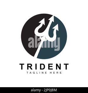 Trident logo Template Vector Icon Design, arme de guerre de dieu, puissance de lance de l'océan Illustration de Vecteur