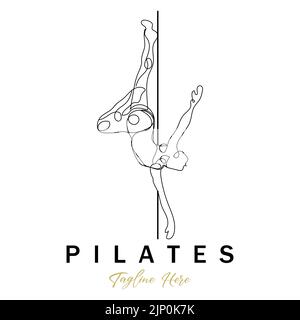 Pilates position assise logo symbole icône un exercice de yoga apaisant qui déplace tout le corps Illustration de Vecteur