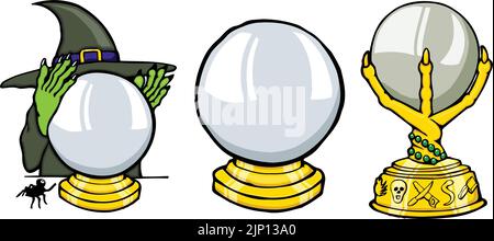 jeu de boules de cristal de dessin animé Illustration de Vecteur