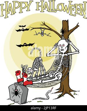 squelette de dessin animé drôle - joyeux halloween Illustration de Vecteur