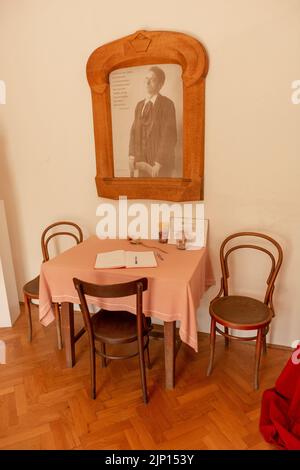 Donji Kraljevec, Croatie - 14 août 2022 : la maison où est né Rudolf Steiner. Lieu de naissance. Banque D'Images