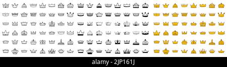 Ensemble vectoriel d'icônes de couronne dans différents styles isolés sur fond blanc. Signe Royal ou Queen, symboles Premium, dessin de dessin Illustration de Vecteur