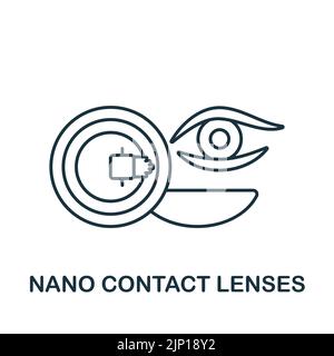 Icône nano-lentilles de contact. Monochrome ligne simple future Technology icône pour les modèles, la conception Web et les infographies Illustration de Vecteur