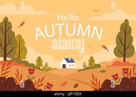 Fond plat pour la célébration de l'automne illustration Vector Illustration de Vecteur