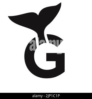 Lettre G logo Baleine modèle modèle symbole vectoriel Illustration de Vecteur