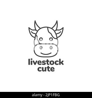 joli motif tête de dessin animé avec logo vache Illustration de Vecteur