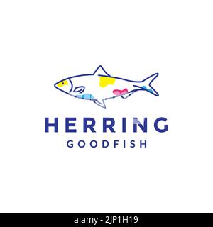 logo abstrait poisson animal hareng Illustration de Vecteur