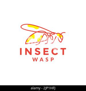 motif lignes abstrait représentant un logo représentant une guêpe d'insectes Illustration de Vecteur