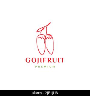 design du logo line art fruit goji Illustration de Vecteur