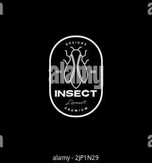 motif lignes art insecte mouche badge logo Illustration de Vecteur