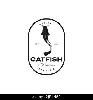 logo de la nourriture moderne isolée de poisson-chat Illustration de Vecteur