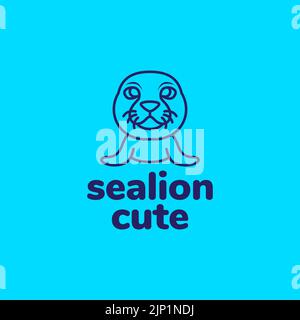 mascotte lion de mer mignon logo Illustration de Vecteur