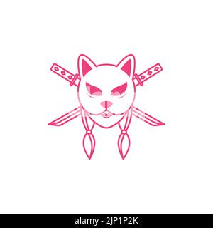 chaton féminin avec logo swords Illustration de Vecteur