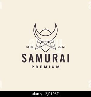 logo casque hipster samouraï Illustration de Vecteur