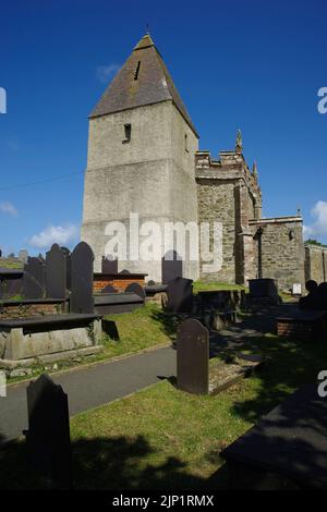 Église Llaneilian, point Lynas, Anglesey, pays de Galles du Nord. Banque D'Images