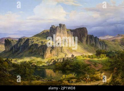 Karl Friedrich Lessing, Paysage des montagnes Eifel, peinture à l'huile sur toile, 1834 Banque D'Images