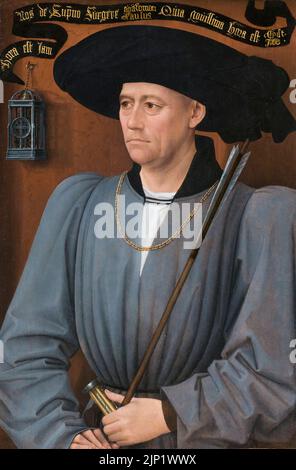 Rogier van der Weyden, Portrait d'un juge de tournoi, peinture à l'huile sur panneau, 1450 Banque D'Images