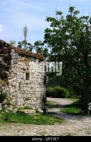 Vieux bâtiment dans la plus petite ville du monde, Hum, Croatie, Europe Banque D'Images