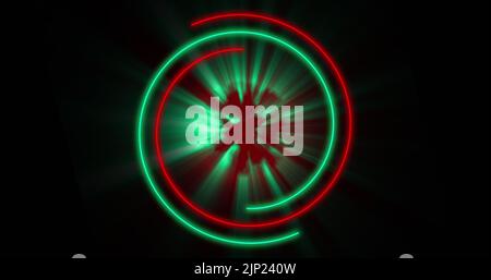 Illustration de cercles rouges et verts sur fond noir Banque D'Images