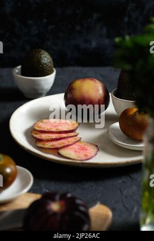 tomate, tranchée, tomates, tomates, tomates, fentes Banque D'Images