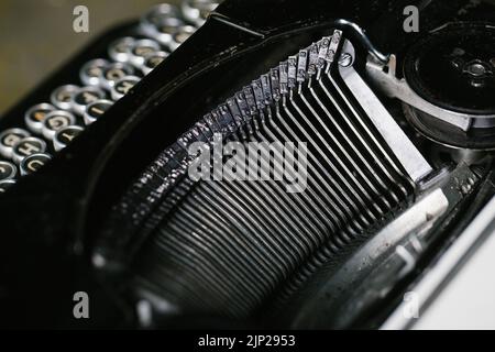 lettre, machine à écrire, type à levier, mécanisme, lettres, machines à écrire, types de leviers, mécanismes Banque D'Images