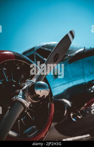 Un gros plan de l'hélice de l'ancien avion de chasse, Holloman AFB Air Show, Alamogordo NM Banque D'Images