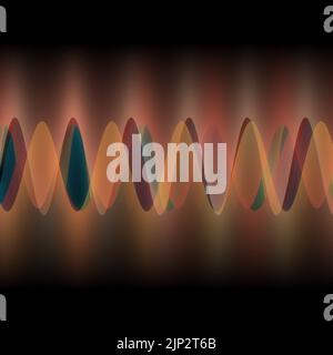 Illustration de plusieurs ondes oscillant ou se chevauchant par de nombreuses petites lignes verticales numériques abstrait décoratif moderne design sur fond noir Banque D'Images