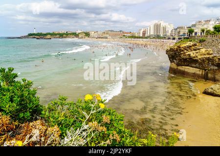 Biarritz France Beach par une belle journée d'été. France. Banque D'Images