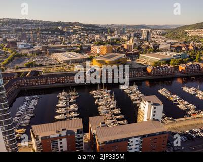 Vues aériennes de la nouvelle Swansea Arena août 2022 Banque D'Images