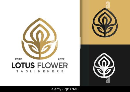 Logo de la société créative en orange blanc et noir avec un symbole de fleur au milieu Illustration de Vecteur