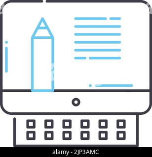 icône de ligne de blogueur, symbole de contour, illustration de vecteur, signe de concept Illustration de Vecteur