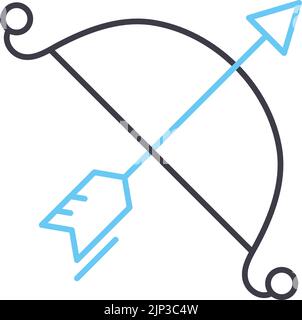 icône de ligne de tir à l'arc, symbole de contour, illustration vectorielle, signe de concept Illustration de Vecteur